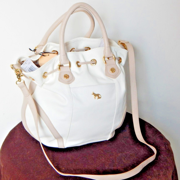 NWT EMMA FOX JUNO Leather Satchel Shoulder Handbag White NEW - Picture 13 of 16